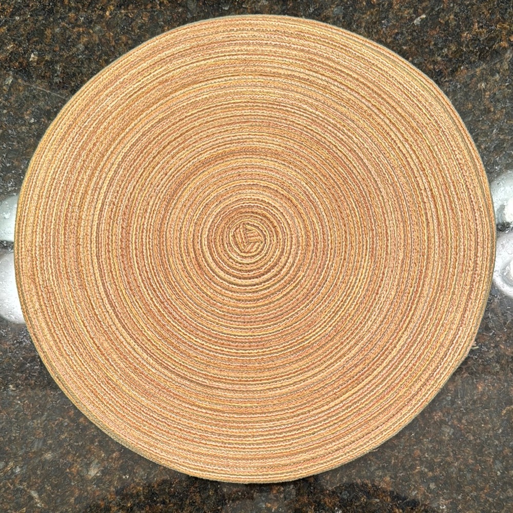 Set of 4 Round Tan Woven Placemats